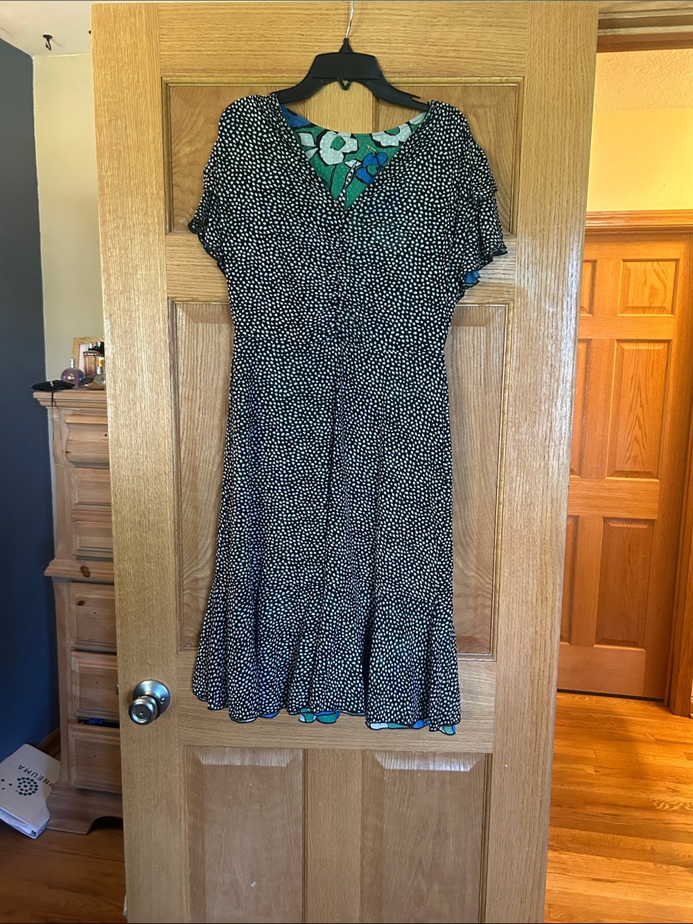 CAbi Black and White Polka Dot Midi Dress